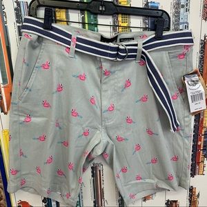 Raw Yarn Industries Pink Flamingo Shorts w belt 34